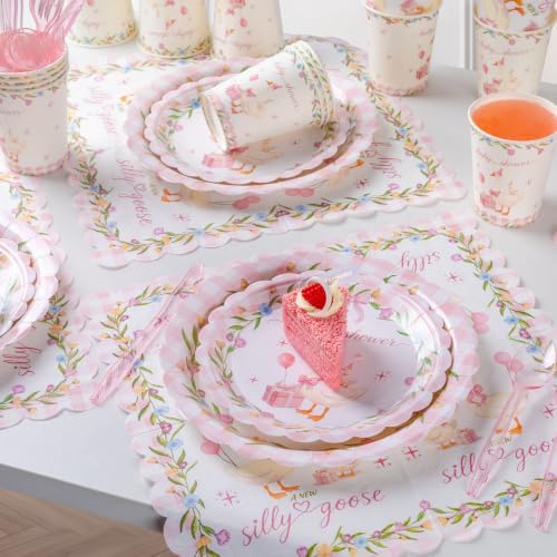 350PCS Pink Silly Goose Baby Shower Decorations for 50 Guests - Image 3