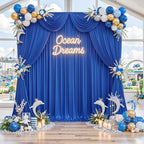 20ft x 10ft Wrinkle Free Royal Blue Backdrop Curtain for Party, Polyester Royal Blue Photo Backdrop Drapes 4 Panels 5x10ft for Birthday Photography Background Weddings Baby Shower Party - Image 5