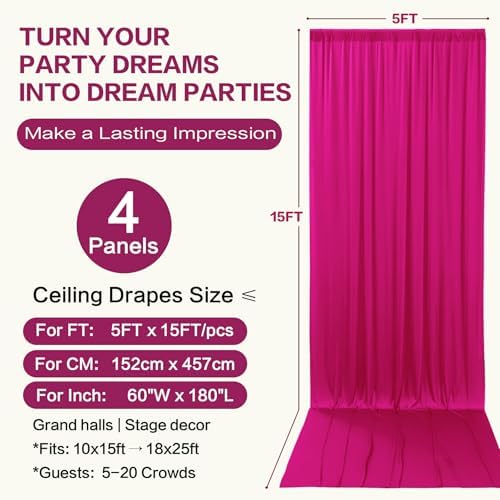 20ft×15ft Hot Pink Backdrop Curtain for Wedding Parties - Image 6