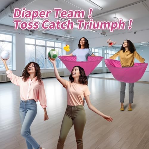 3 Pcs Baby Shower Games Bridal Shower Games Funny Activities - Funniest Baby Shower Game Ever, Ice Breakers for Boy or Girl, How Many Plushies Can You Catch in Your Diaper (Pink) – No Balls Included - Image 3