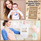 Panitay 100 Pcs White Baby Bodysuits Bibs Kit 25 Guests, Retro - Image 5