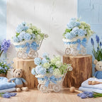 3 Pack Blue Rattan Stroller Baby Shower Table Centerpiece by Unknown