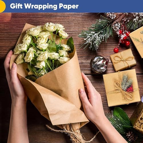 Vanhench 48"x 2400" (200') Brown Jumbo Roll Wrapping Paper Roll - Image 3