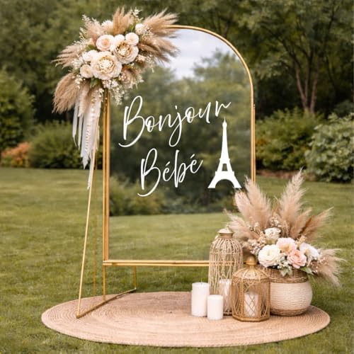French Baby Shower Decal Bonjour Bebe Custom Mirror Backdrop Decal Eiffel Tower Theme - Image 4