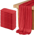 12 Pack Cheesecloth Table Runner 10Ft Christmas Gauze Boho Table Runners for Wedding Decor Bridal Shower Decorations Baby Shower Party(35" x 120")(Red) by Home