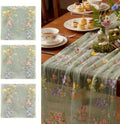 Sage Green Floral Table Runner 10ft Embroidery Tulle Spring Wildflower Table Runner Seasonal Summer Butterfly Kitchen Dining Gauze Decoration for Wedding Baby Shower Birthday Party (3 Pcs) by Windkream