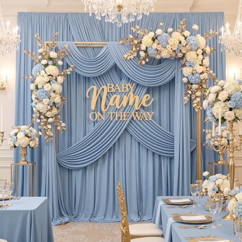 30ftx12ft Dusty Blue Backdrop Curtains for Parties, Wrinkle Free Polyester Photo Backdrop Drapes 6 Panels 12 ft Long Back Drop Cloth for Wedding Birthday Photography Background Party - Image 3