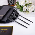 PULOTE 150PCS Black Plastic Silverware Set Disposable - Heavy Duty Black Plastic Cutlery - Black Plastic Utensils Set Include 50 Forks,50 Spoons,50 Knives for Party&Graduation - Image 5