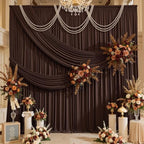 20x16ft Brown Backdrop Curtains for Wedding Party, 4 Panels 16 ft Long Back Drop Cloth, Wrinkle-Free Polyester Drapes for Birthday, Baby Shower, Stage Photography Background - Image 2