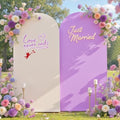 Ivory Purple Arch Backdrop Cover Set of 2-7.2ft 6ft Dual Color Wedding Arch Cover-Wrinkle Free Stretchy Spandex Cream Lavender Fitted Chiara Arch Stand Cover for Birthday Party Photo Photography by LeegleriTableSkirt