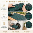 6 PCS 70.87 x 11.81nchs Tartan Plaid Bear Baby Shower Table Runner Green and Blue Tartan Plaid Table Runner for Baby Shower Theme Party Vintage Party Supply Dining Room Home Kitchen Decorations - Image 3