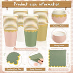 Mimorou 342 Pcs Sage Green and Pink Party Supplies Plates Napkins Cups - Image 4