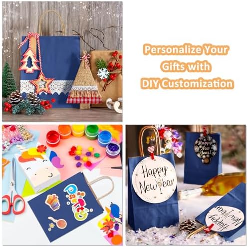 BagDream Gift Bags with Handles 8x4.25x10.5 Inch Navy Blue 100 Pack Bulk - Image 6