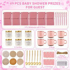 Baby Shower Prizes for Game Winners Baby Shower Games Prizes Ceramic Mugs with Metal Spoons Woven Coasters Notebooks Scented Candles Gift Bags Wedding Bridal Shower Favors for Guests (6, Pink) - Image 4