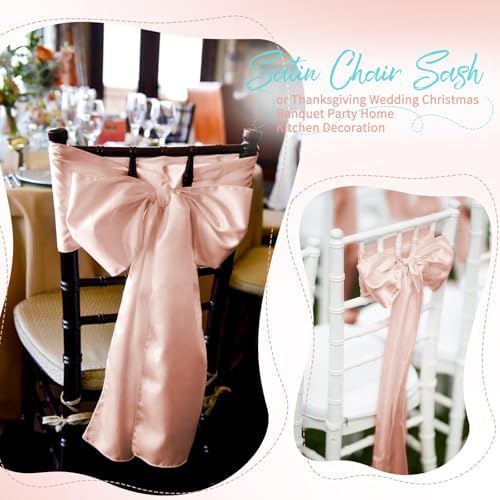 60 PCS Rose Gold Satin Chair Sashes, 7 x 108 Inch - Image 4
