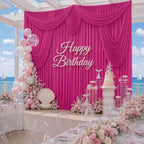 20ftx15ft Hot Pink Backdrop Curtains for Parties, Wrinkle Free Polyester Hot Pink Photo Backdrop Drapes 4 Panels 15 ft Long Back Drop Cloth for Wedding Birthday Photography Background Party - Image 3