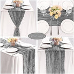 35x120 Inch Gray Cheesecloth Table Runner Rustic Boho Wedding Party Decor - Image 5