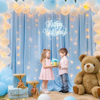 Shillance 20x10ft Baby Blue Backdrop Curtains with Lights Photo Drapes Wrinkle Free Fabric Backdrop Curtain for Wedding Birthday Party Baby Shower Bridal Shower Home Party Background Decorations by Shillance