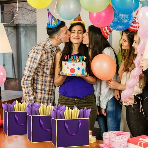 Addblu 24 Pack Purple Large Gift Bags with Handles & 72 Tissue Papers - Image 6