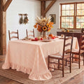 Eternal Beauty Gingham Ruffled Tablecloth Orange White 60x120 Thanksgiving by EternalBeauty