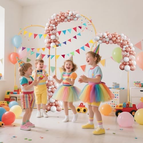 3 Pack Metal Wedding Arch (6FT, 5FT, 4FT) Backdrop Gold Balloon Stand - Image 4