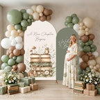 2PCS A New Chapter Begins Baby Shower Arch Backdrop Cover 6ft 7.2ft Stretchy Spandex Storybook Baby Shower Backdrop for A New Chapter Begins Pregnancy Announcement Party Supplies Photo Props - Image 5