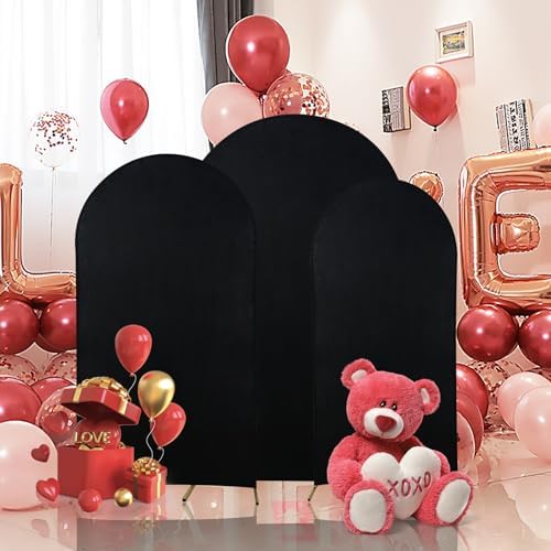 Gawicpy Wedding Arch Backdrop Stand Set Metal Arch Backdrop Stand with Wedding Arch Cover, Wedding Balloon Arch Backdrop Stand for Birthday, Baby Shower, Anniversary (Black, 5.9FT+6.6FT+7.2FT) - Image 5