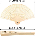 FEPITO 50 Pieces Wooden Handheld Paper Fan Wooden Folding Fans with Bamboos for Wedding Gift, Party, Home - Image 2