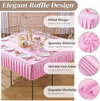 Wish Care 2 Pack Pink Spandex Tablecloths for 34x34 Inch Square Tables, Stretch Fitted Table Clothes with Pleated Ruffle Skirt for 34” Table, Wrinkle Free and Elastic, for Party Kitchen Home Dining - Image 5
