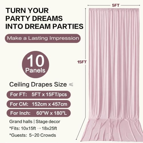 50ft×15ft Light Pink Backdrop Curtain for Wedding Parties - Image 6