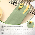 Cindeer 150 Pcs Sage Green Linen Dinner Napkins with Built in Flatware - Image 4