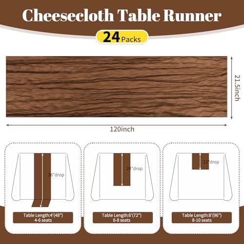 24 Pack Brown 10Ft Cheesecloth Table Runner - Image 2