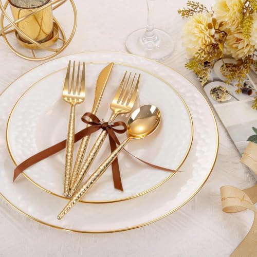 WELLIFE 300 Pcs Gold Plastic Silverware,Plastic Utensils Heavy Duty - Image 5