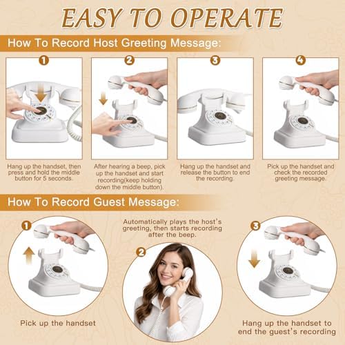 Audio Guest Book Wedding Phone, Vintage Voice Message Recorder Telephone with Premium Gift Box for Special Events, Bridal Shower, Birthday Party, Baby Shower, Anniversary, Engagement - Image 6