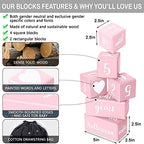Pink Baby Monthly Milestone Blocks with Bag. Baby Age Blocks for Girl or Boy Baby Photo Props and Baby Shower. Month Baby Milestone Blocks with Grammatically Correct Month and Year - Image 2