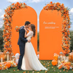 6.6FT Orange Arch Backdrop Cover - Polyester Fitted Wedding Arch Stand Covers Round Top Chiara Arch Backdrop Cover for Birthday Party Banquet Photo Background Decoration - Image 6