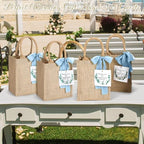20 Sets Burlap Tote Gift Bags with Handles Jute Bags, Blue - Image 6