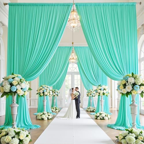 20ft×15ft Mint Green Backdrop Curtain for Wedding Parties - Image 2