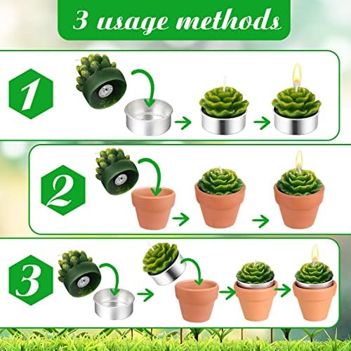 Lounsweer 84 Pcs Succulent Tealight Candles Bulk Novelty Decorative Cactus Candles Wedding Baby Shower Wedding Gifts with Mini Clay Holders for Birthday Party Home Mexican Party Favors (Novel) - Image 3