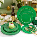 FLOWERCAT 60PCS Green Plates & St. Patrick's Day Plates - Heavy Duty Dark Green plates Disposable for Party&Event- Include 30PCS 10.25" Dinner Plates & 30PCS 7.5" Dessert Plates - Image 2