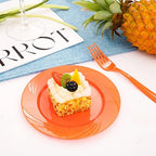 YOUBET 125PCS Orange Plastic Plates for Parties - Image 4