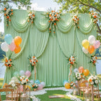 30x8ft Sage Green Photo Backdrop Curtains for Parties Birthday Wrinkle Free Polyester Photoshoot Curtains Drapes Backdrop for Wedding Baby Shower Graduation Photography Background 6 Panels 5x8FT - Image 5