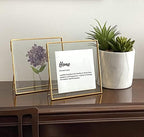 Beedecor Double Glass Frame for Pressed Flowers, Leaf and Artwork,Gold 6x6 Standing Square Metal Picture Frames, Set of 2 Pressed Flower Frames with Stand (Gold, 6x6) - Image 2