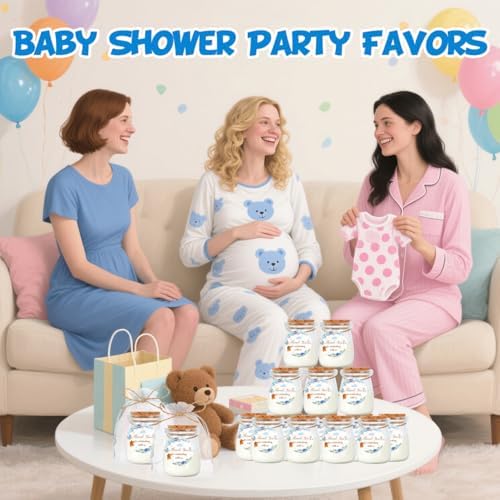 24Pcs Baby Shower Candle Party Favors Lavender Scented Glass Jars Wax Candle Bulk with Thank You Cards Organza Bags for Guests Boy Girl Birthday Gender Reveal Gift Souvenirs (Blue Bear, 24) - Image 6