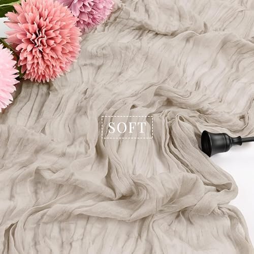 12 Pcs Cheesecloth Table Runner 10FT Rose Brown Runner for Tables Gauze Fabric 35 x 120 Inches Long Boho Table Runner Decor Rustic Sheer Runner for Wedding Birthday Bridal Shower Party (Rose Brown) - Image 4
