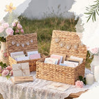 Geelin 2 Set Wedding Card Basket Wicker Boxes with Letter Flag Decor - Image 3