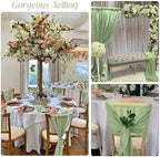 6 Pack 10Ft Sage Green Chiffon Table Runner 29x120 Inches Sheer Fabric Table Runner Romantic Wedding Runner for Thanksgiving Christmas Bridal Shower Decorations（Sage Green） - Image 4