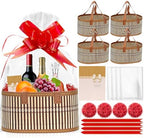 Mapaim Handwoven Bamboo Gift Baskets Empty - 4 Set Wicker Baskets with Handles, Gift Basket Kit for Baby Shower, Wedding & Holiday Gifts, Large & Reusable (Oval) by Unknown