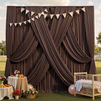 gogoparti 20x12ft Brown Backdrop Curtain for Wedding Parties, 4 Panels (5x12 ft Each) Wrinkle-Free Dackdrop Curtains, Silky Draping Fabric for Birthday Party, Baby Shower, Photo Background by Gogoparti