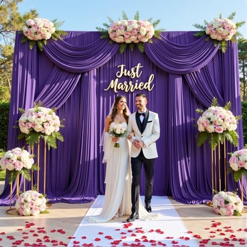 20ftx15ft Purple Backdrop Curtains for Parties, Wrinkle Free Polyester Purple Photo Backdrop Drapes 4 Panels 15 ft Long Back Drop Cloth for Wedding Birthday Photography Background Party - Image 7